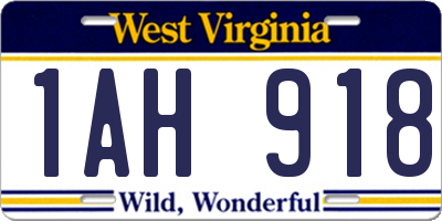 WV license plate 1AH918