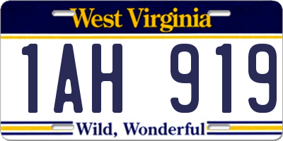 WV license plate 1AH919