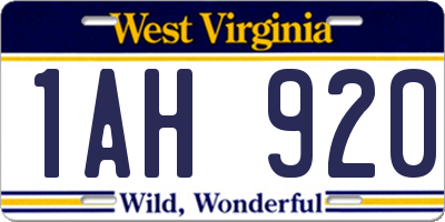 WV license plate 1AH920