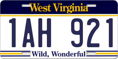 WV license plate 1AH921