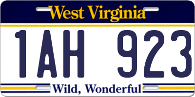 WV license plate 1AH923