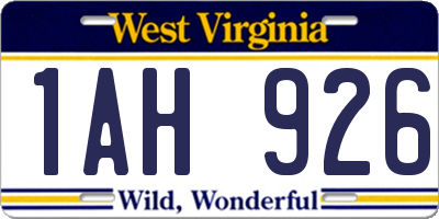 WV license plate 1AH926