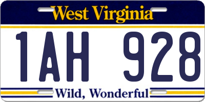 WV license plate 1AH928