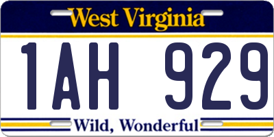 WV license plate 1AH929