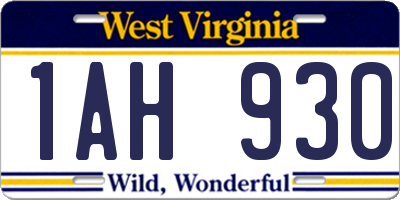 WV license plate 1AH930