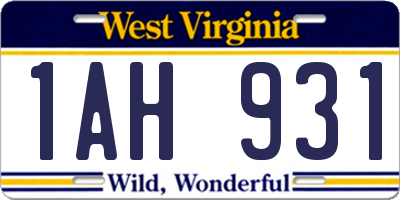 WV license plate 1AH931