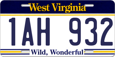 WV license plate 1AH932