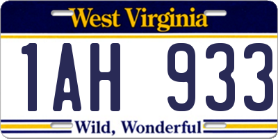 WV license plate 1AH933