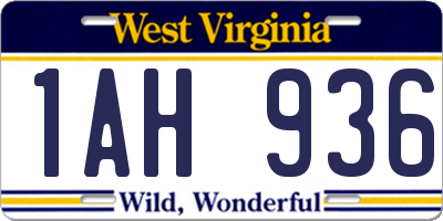 WV license plate 1AH936