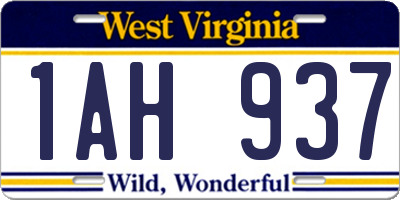 WV license plate 1AH937