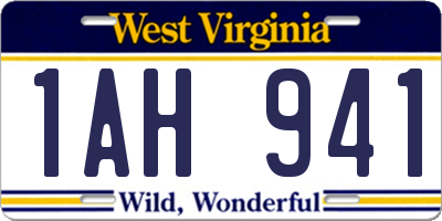 WV license plate 1AH941