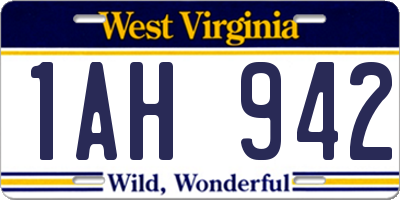 WV license plate 1AH942