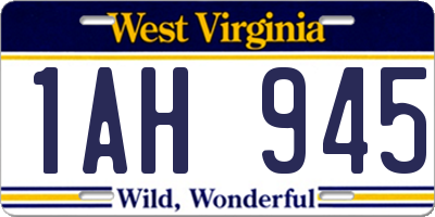 WV license plate 1AH945