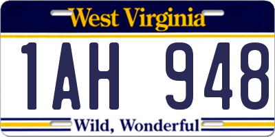 WV license plate 1AH948