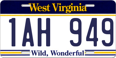 WV license plate 1AH949