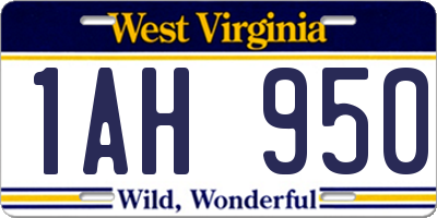 WV license plate 1AH950