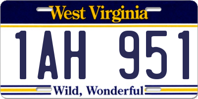 WV license plate 1AH951