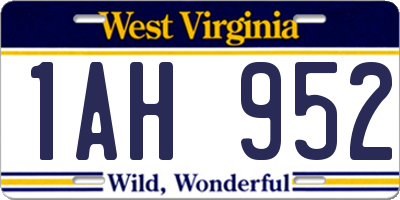 WV license plate 1AH952