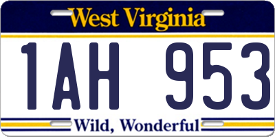 WV license plate 1AH953