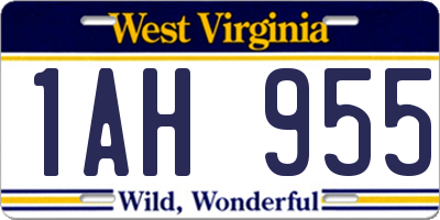 WV license plate 1AH955