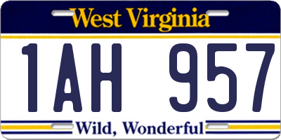 WV license plate 1AH957