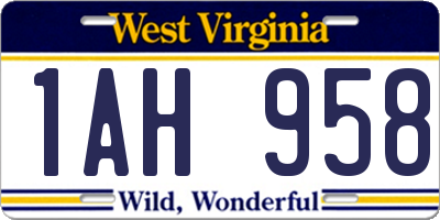 WV license plate 1AH958