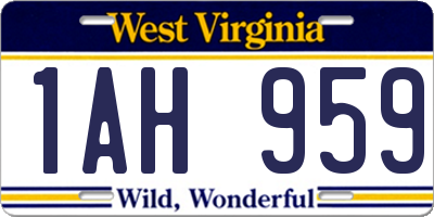 WV license plate 1AH959