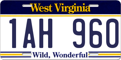 WV license plate 1AH960