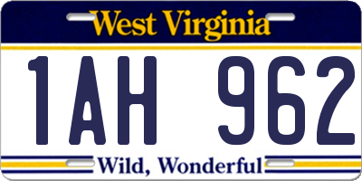 WV license plate 1AH962