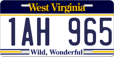 WV license plate 1AH965