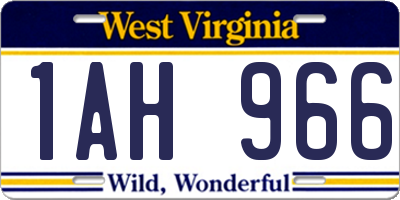 WV license plate 1AH966