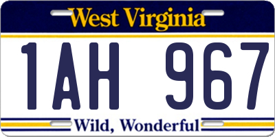 WV license plate 1AH967