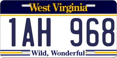 WV license plate 1AH968