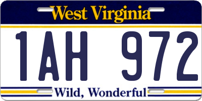 WV license plate 1AH972