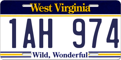 WV license plate 1AH974