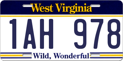 WV license plate 1AH978