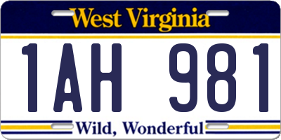 WV license plate 1AH981