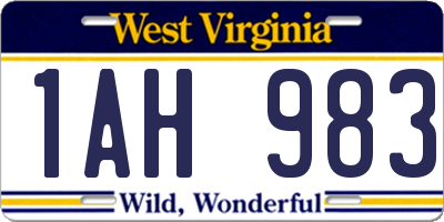 WV license plate 1AH983