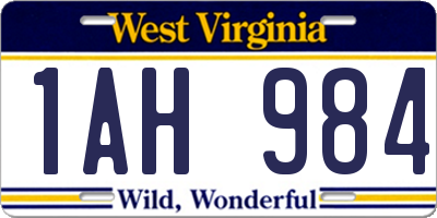 WV license plate 1AH984