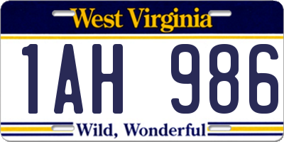 WV license plate 1AH986