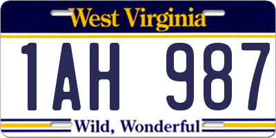 WV license plate 1AH987