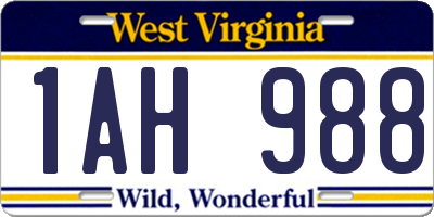 WV license plate 1AH988