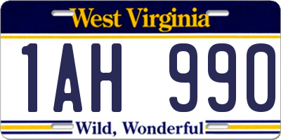 WV license plate 1AH990