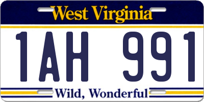 WV license plate 1AH991