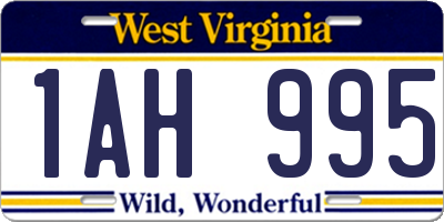 WV license plate 1AH995