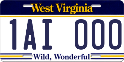 WV license plate 1AI000