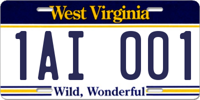 WV license plate 1AI001