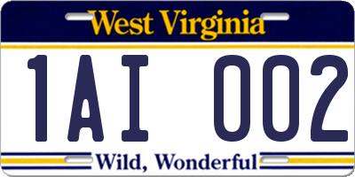 WV license plate 1AI002