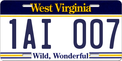 WV license plate 1AI007