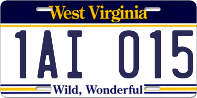 WV license plate 1AI015